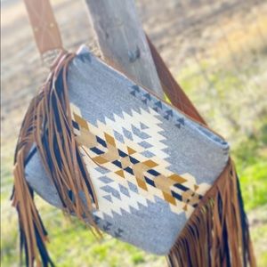 Wool and leather crossbody